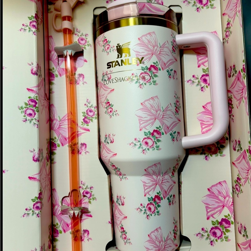 LOVESHACKFANCYS Stanley White and Pink Floral Tumbler